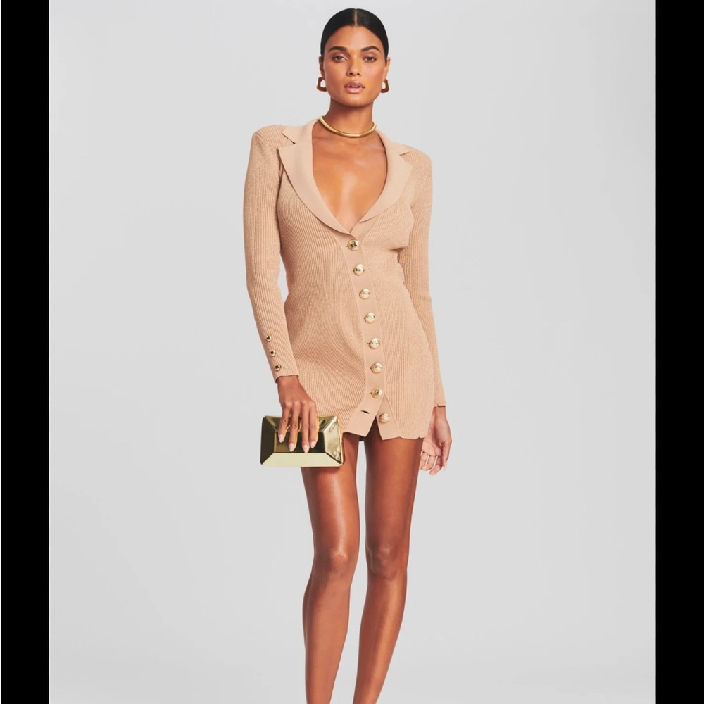 Retrofete Elegant Tan Knit Dress New With Tags